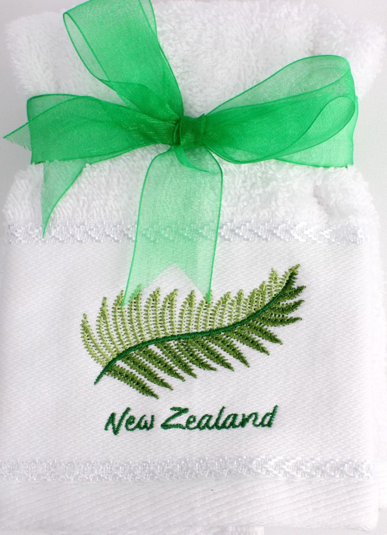 Matching Embroidered 2 facecloth gift set- Fern Code: FAC-FER/2SET image 0
